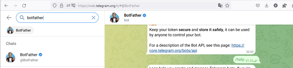 BotFather chat